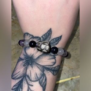 Rainbow Fluorite Silver Sheen Obsidian Bracelet Hand Crafted Gemstone Jewelry